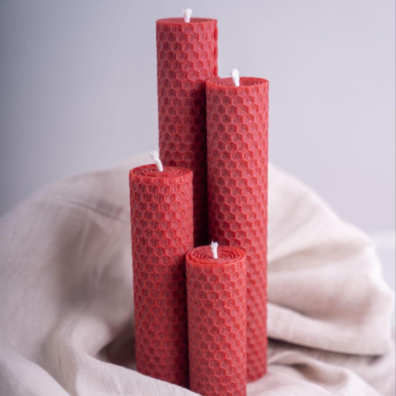 vonia_ručne točený set adventných sviečok z medzistienky_ červený
